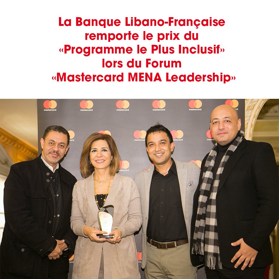 MasculinMag's tweet photo. La Banque Libano-Française (BLF) a remporté le prix du 
«Programme le plus inclusif» pour sa solution financière offerte aux réfugiés, lors de la deuxième édition du forum «Mastercard MENA Leadership»
https://t.co/0nphtRLhvo https://t.co/h2rssLOF24