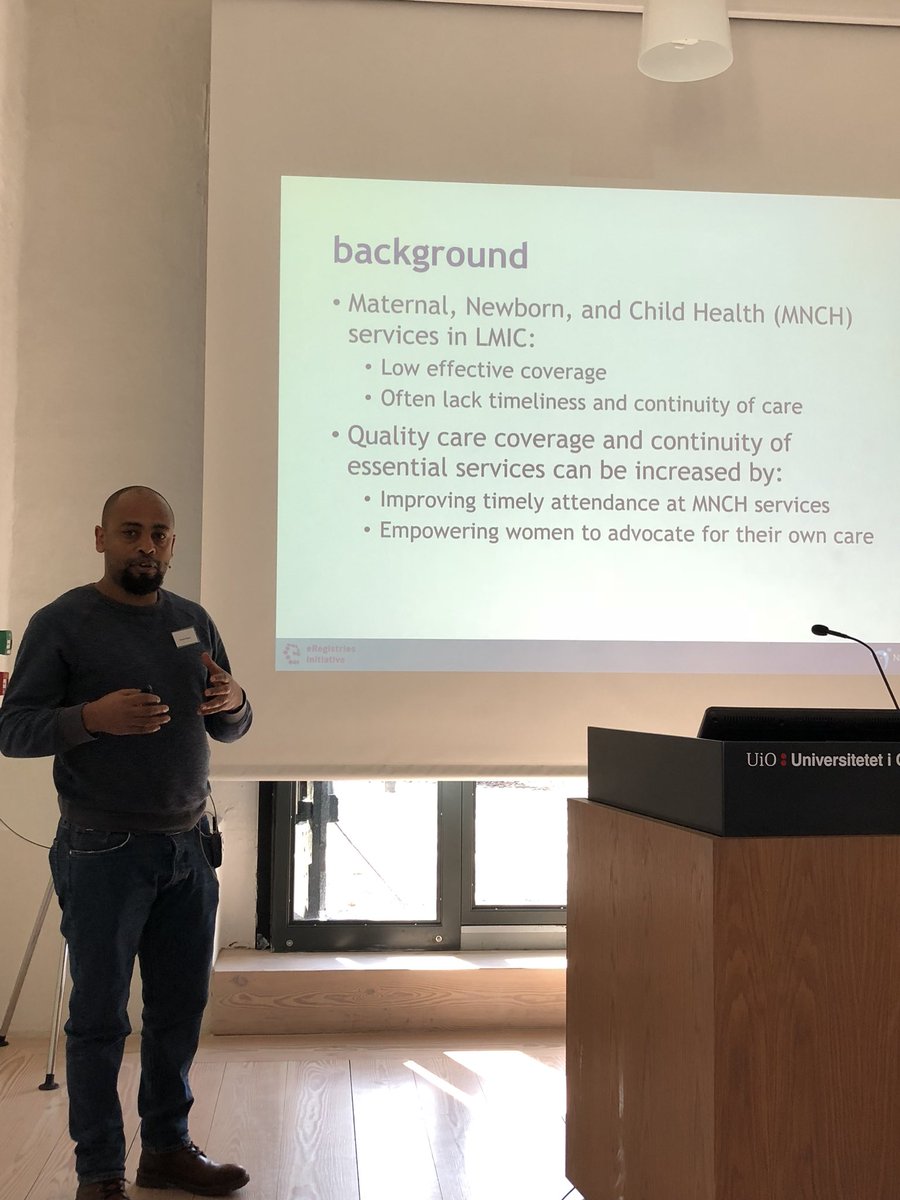 eRegistries's tweet photo. Binyam Bogale, PhD Fellow w @Folkehelseinst, discusses that behavior change communication can improve health literacy which empowers clients to be involved in their care @ERegistries @globalhealth #NGHC2018 #digitalhealth #rmnch #eregistries https://t.co/B5zCoByNmK