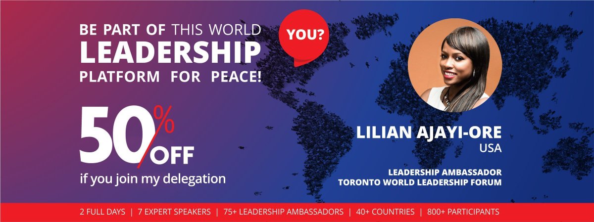 GC4Women's tweet photo. #GC4W Founder Lilian Ajayi-Ore will be a Leadership Ambassador for the #Toronto World #Leadership Forum, a global platform for world #peace, offering her vast experience as a humanitarian &amp; right's activist. @TorontoWLForum 

Read the full story on #GC4W. https://t.co/UWpYvPWrMo https://t.co/WKR21eUv2j