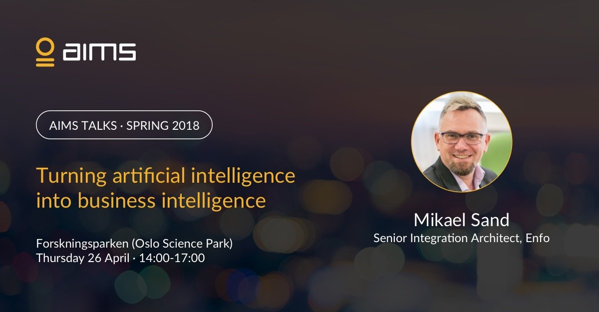 aimsinnovation's tweet photo. Integration architect and Azure expert Mikael Sand (@mikaelsand) is presenting at #AIMSTalks in Oslo on 26 April. Check out who else is speaking and register today: https://t.co/bixJknVaAY #meetup https://t.co/I9sVwq81Z0