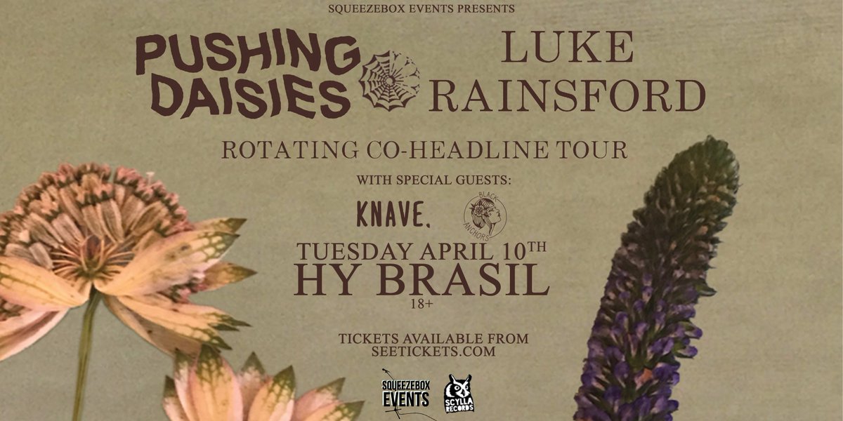 Tonight is <a href="/pdcrvuk/">Pushing Daisies</a> and <a href="/LukeRainsford/">Luke Rainsford</a> at <a href="/HyBrasilClub/">Hy-Brasil Music Club</a> - we only have tickets left on <a href="/seetickets/">See Tickets</a> ➡️ bit.ly/2H5q2PV ⬅️ Support from Black Anchors and Knave. Doors 19.30pm Door tix price £7 - See you there 😘