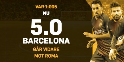Speltipsse's tweet photo. SUPERODDS! 🔥
Få 5.00 i odds på att Barcelona går vidare mot Roma (det första mötet slutade 4-1 till Barcelona). ⚽
Ta del av kampanjen här 👉 https://t.co/rV09CRb4iW
#Bettingtis #Speltips #Betting #Oddsprat #Kampanjer https://t.co/bBMyUvar7o