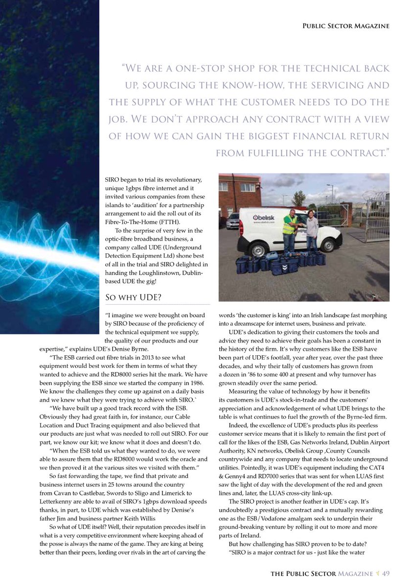 UDEltd's tweet photo. Delighted to be featured in Public Sector Magazine working with @SIROIreland #PublicSectorMagazine #RD8100 https://t.co/slzq1I2mgD