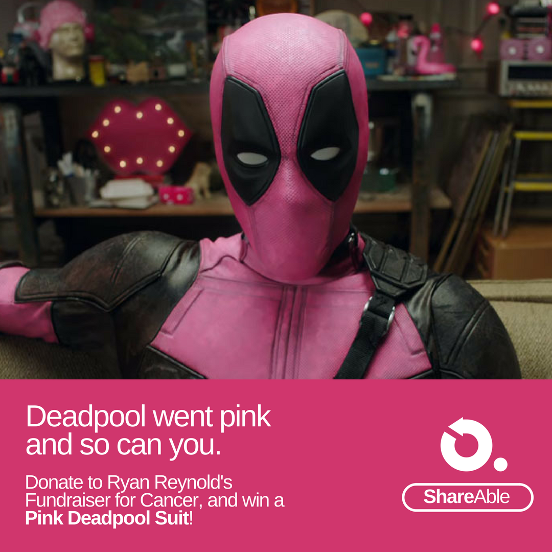 OncoCancerCare's tweet photo. Heads up to #Deadpool fans! @VancityReynolds is doing an excellent job of raising money for Cancer, with his Pink Deadpool Suit Campaign on Omaze. Check it out at https://t.co/n0S092Qw1h :) #OncoDotCom #CancerAlerts #ShareAble https://t.co/9k1ZrU5HIW