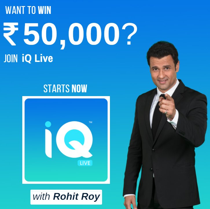 It's game time with <a href="/rohitroy500/">Rohit Bose Roy</a>! Open the #iQLive app on your phone NOW!