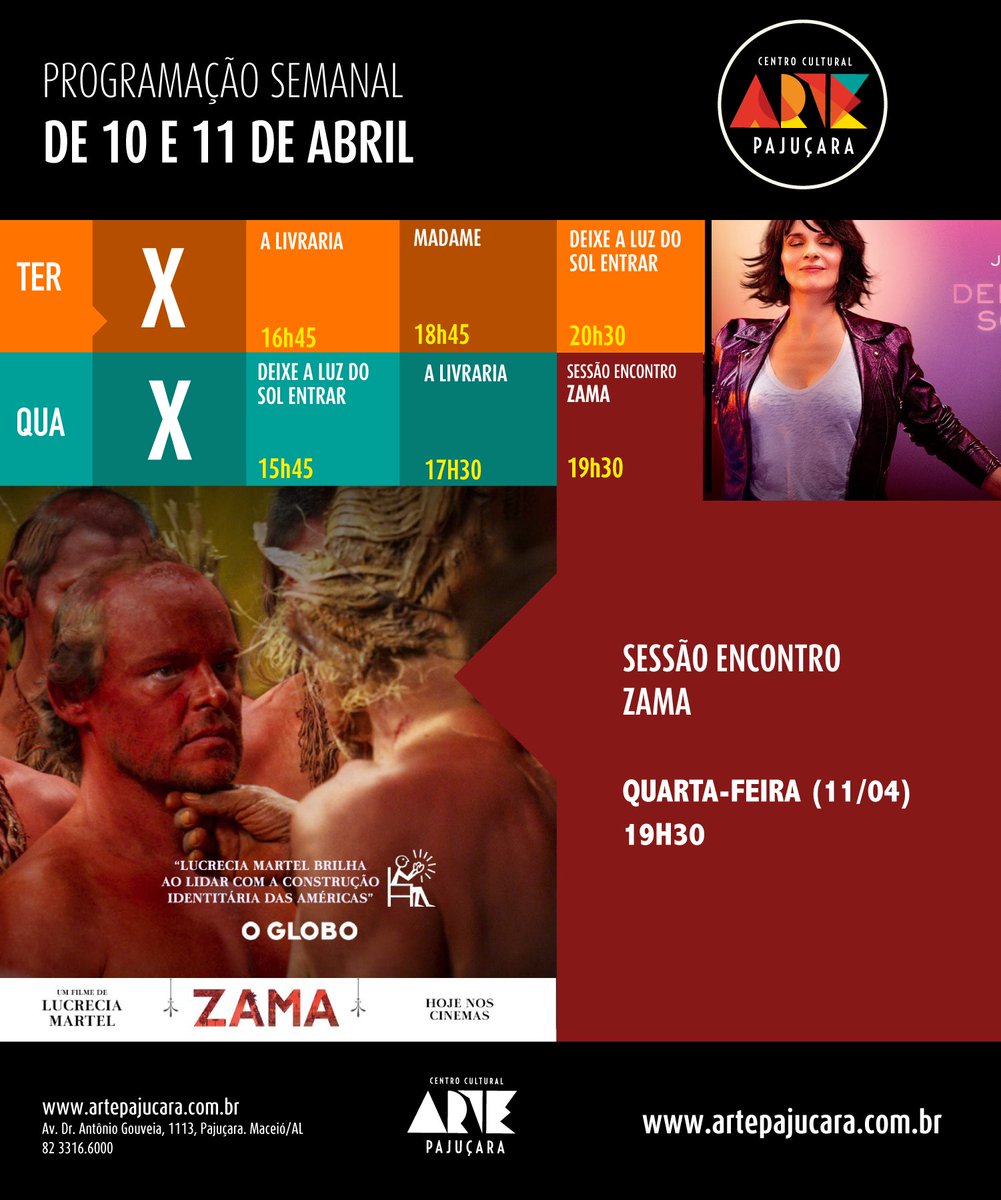 artepajucara's tweet photo. Programação de 10 e 11 de abril no @artepajucara https://t.co/ZQrdJRQ0gP