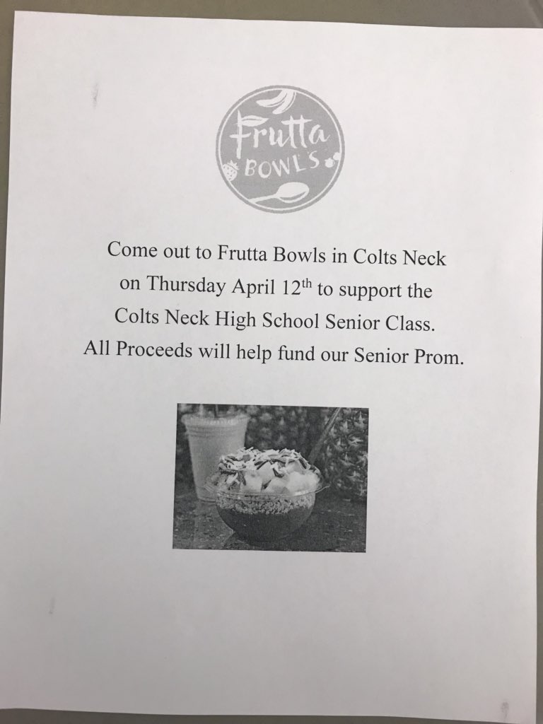 cnhs2018's tweet photo. Dime to donate this Thursday! Come out and support our local frutta bowls https://t.co/YSCvBxxyzf