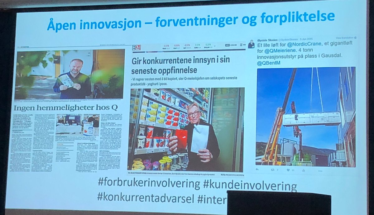 YstanesRandi's tweet photo. Tett på forbruker og åpen innovasjon er Q sin måte å skape vekst på i følge @QBentM og @AasheimKristine #Veiertilvekst https://t.co/vU4jA7xykO