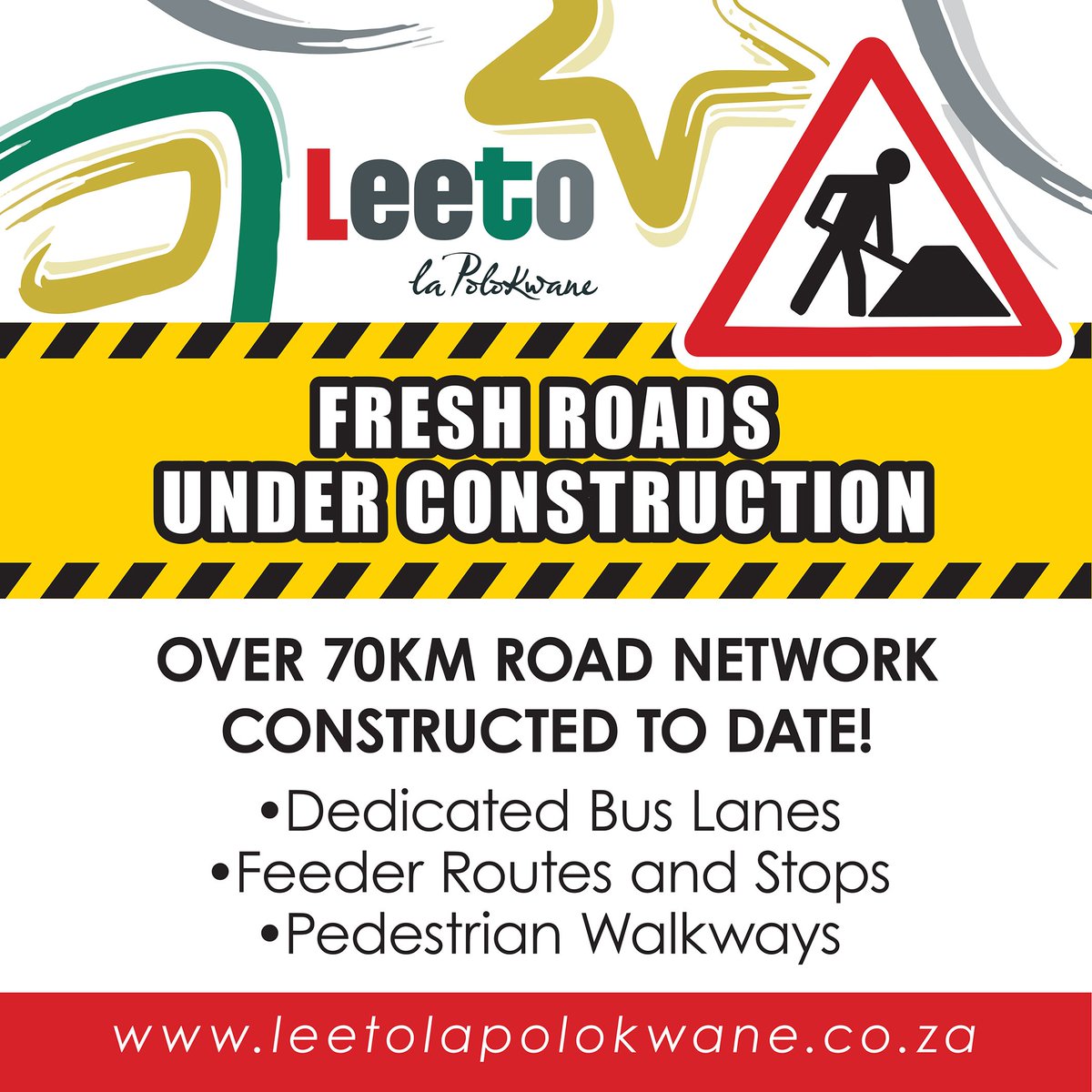 LeetolaPLK's tweet photo. Noticed Leeto la Polokwane Roadworks across the City? Please be patient and adhere to all road rules.. Fresh Roads Under Construction! https://t.co/BzFfHOS1l4