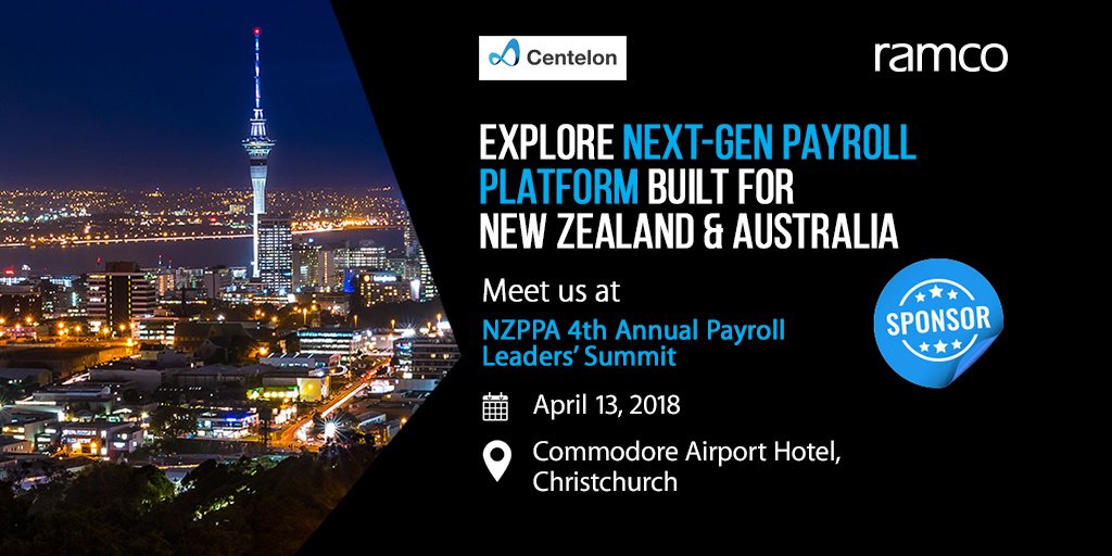 RamcoSystems's tweet photo. Team #Ramco &amp; @Centelon_ltd, our #partner, are participating #NZPPA 4th Annual #Payroll Leaders' Summit in Christchurch! Meet us to explore our next-gen Payroll platform for #NewZealand &amp; #Australia. 

https://t.co/N3aDWxI6Zv https://t.co/W1hA5BZrzx