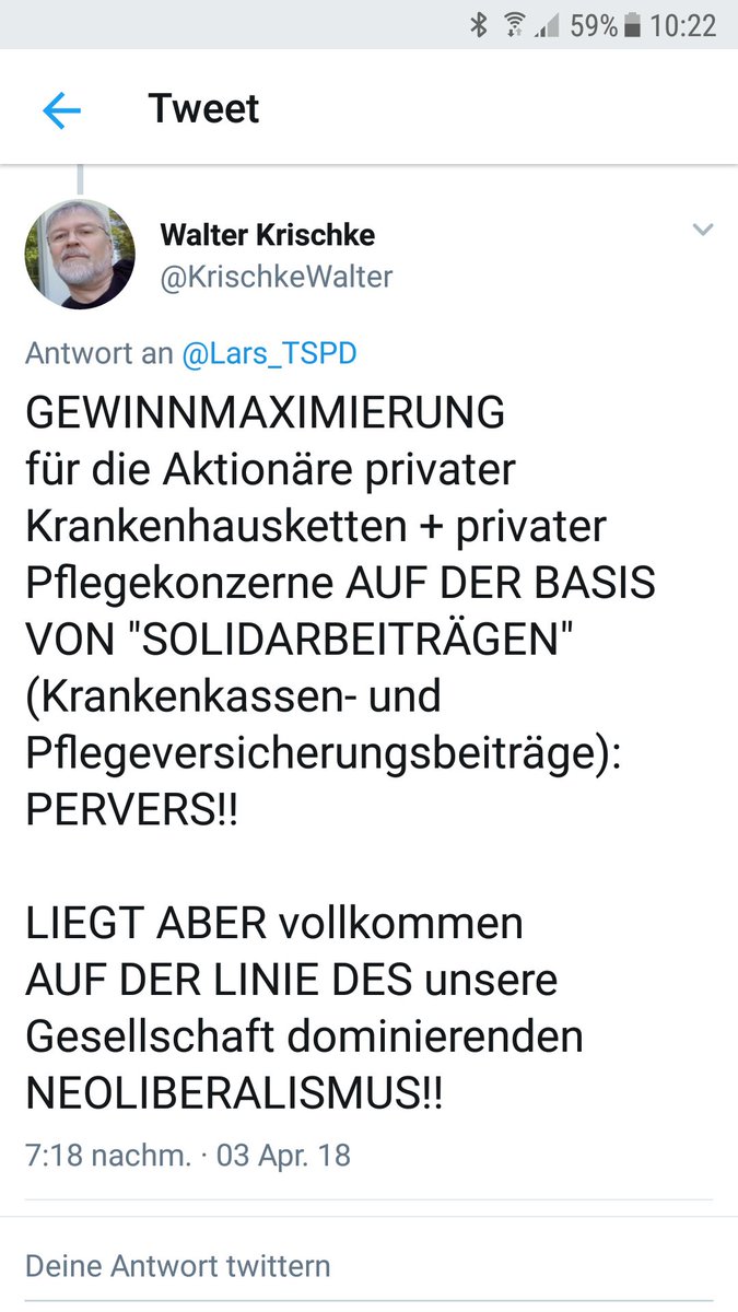 KrischkeWalter's tweet photo. @wirstiftung @GrampsMovies Es gab mal Konsens in unserer Gesellschaft, das Gesundheitssystem mit Pflegebereich als Teil der "Daseinsvorsorge" aufzufassen, also als öffentliche Aufgabe.
 
DIE SEUCHE DER WIRTSCHAFTSIDEOLOGIE  "NEOLIBERALISMUS" HAT ABER NUN AUCH DIESEN GESELLSCHAFTSBEREICH "ÖKONOMISIERT"!! https://t.co/j9WPHNJyRH