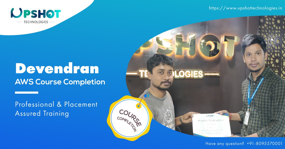 Upshottech's tweet image. Congrats Mr.Devendran on your huge and marvelous success for choosing an #AWS_course for #Upshot_Technologies.... This is one of the best moment for your career... #Upshot_technologies always wishing your all successful moments...

#AWS_Training_Banagalore
upshottechnologies.in/amazon-web-ser…