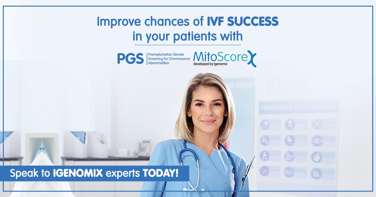 igenomixindia's tweet image. Are your patients tired of repetitive IVF failure? Increase your patient’s chances of pregnancy with PGS by 60%
To know more, speak to our experts at +91 11 6651 7800
#PGS #MitoScore #ChromosomalAbnormalities #IVF #EmbryoQuality #Igenomix
