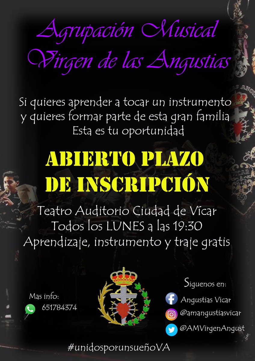 Comenzamos nueva temporada después de esta Semana Santa 2018. Si quieres unirte a nuestra formación ya sabes!! Puedes preguntar en cualquiera de nuestras redes sociales o a nuestro teléfono de wassap. No te quedes con la duda! 
#unidosporunsueñoVA