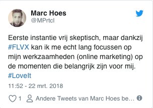 Wat doet FLVX met je? Marc deelt zijn ervaring met een tweet!