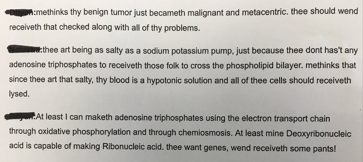 mistamiller204's tweet image. My academy students had some fun with Shakespearean insults. #bionerds