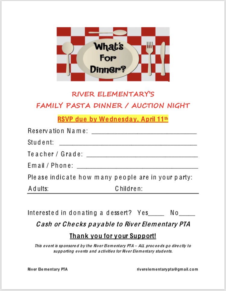 Spaghetti dinner RSVP due tomorrow!