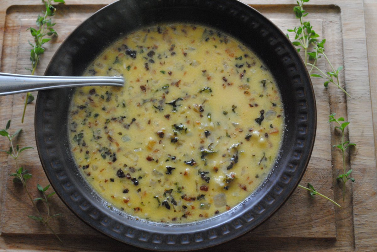 Where has the lovely Spring weather gone? Cold and wet can only mean one thing...It's a #soup kind of day...delicious Cauliflower Cheese with Kale! #culcheth #warrington #cheshire