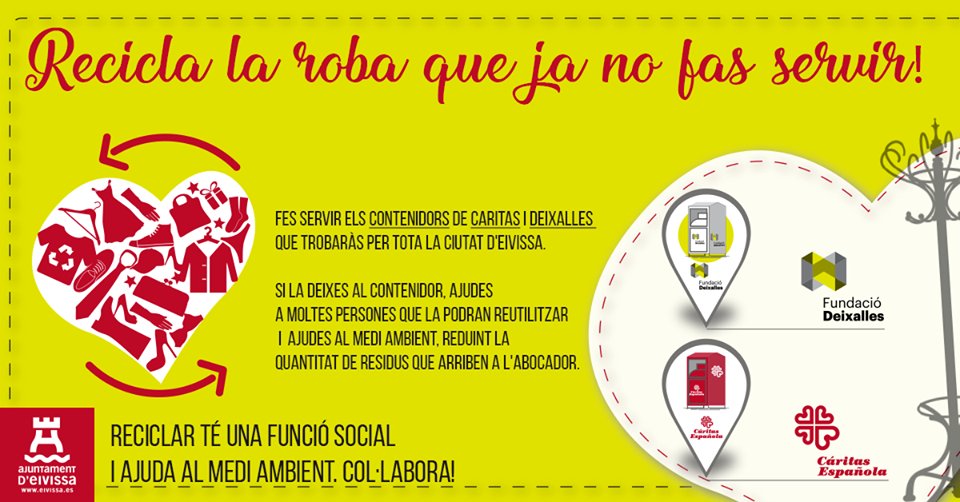 ajeivissa's tweet photo. 👚👖La teva roba usada, al contenidor blanc o al vermell! Es pot reutilitzar i reciclar ♻️ Col·labora! https://t.co/UpWDTfmp25