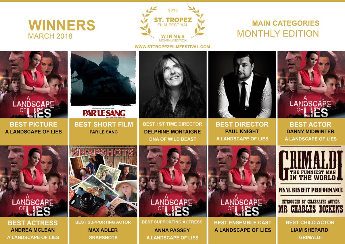A Landscape of Lies (@alolmovie) on Twitter photo So this happened! Thank you St. Tropez film Festival. Thanks to <a href="/FilmFreeway/">FilmFreeway</a> we are blown away! #indiefilm #awardwinningfilm
#film #filmfestival #filmfreeway #alolmovie #PaulKnight #BestFilm #AndreaMclean #AnnaPassey #BestActress #BestActor #indiefilm #supportindiefilm So this happened! Thank you St. Tropez film Festival. Thanks to <a href="/FilmFreeway/">FilmFreeway</a> we are blown away! #indiefilm #awardwinningfilm
#film #filmfestival #filmfreeway #alolmovie #PaulKnight #BestFilm #AndreaMclean #AnnaPassey #BestActress #BestActor #indiefilm #supportindiefilm