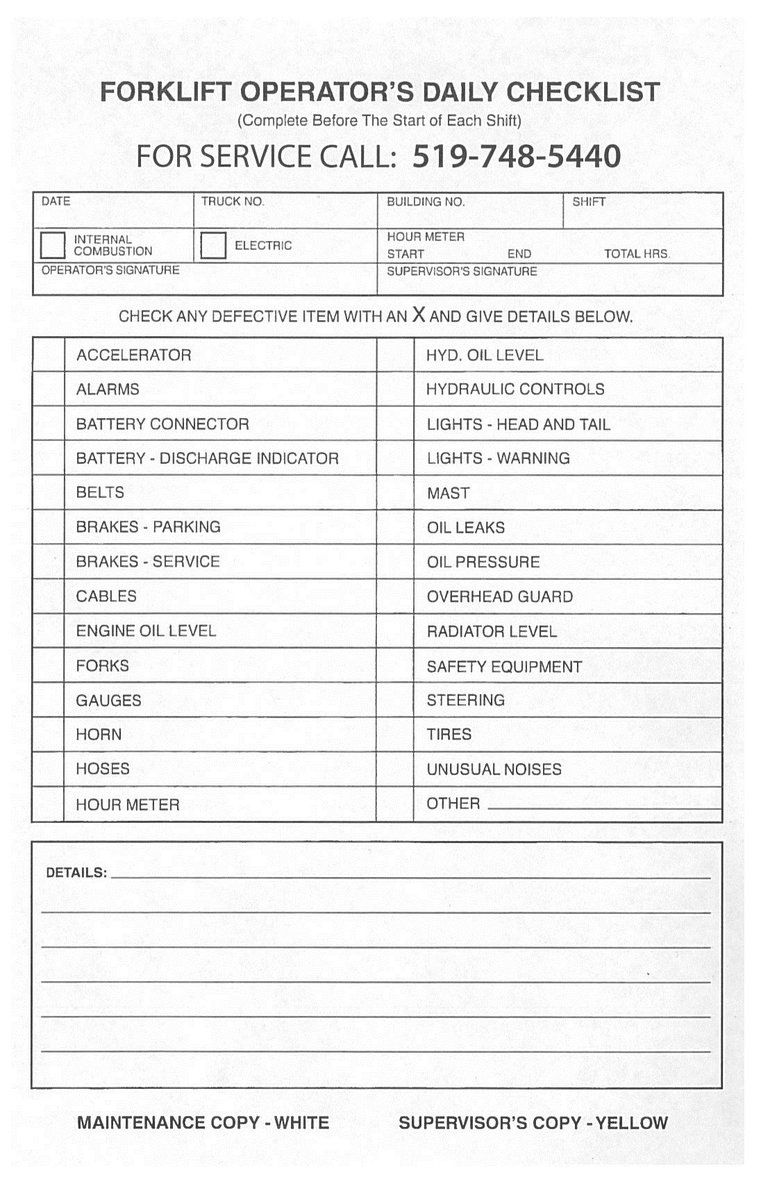 WaycoMulti's tweet image. Forklift Pre-Shift Operators Inspection Checklist - wayco.ca/service/pre-sh…
