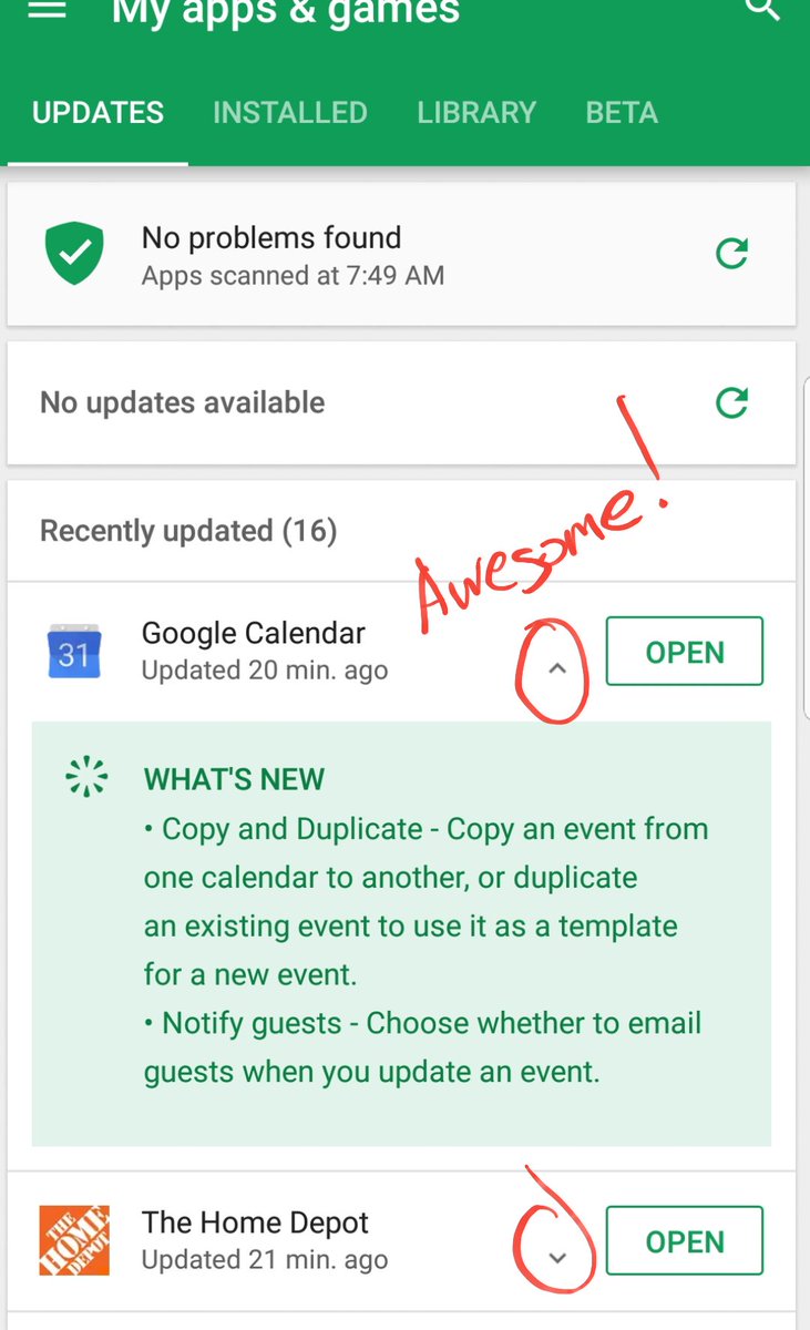 dswartze's tweet image. Maybe the best feature added to the #GooglePlayStore in a long time! Change logs now just one click away! #GreatUI @Google