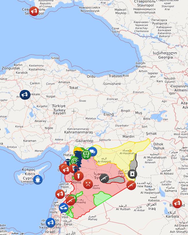 defencenu's tweet image. En explosiv region. 

Förutom läget i Syrien och att NATO-styrkor i Medelhavet är under förflyttning så har nu Svarta havs-flottan gått upp i högsta stridsberedskap.