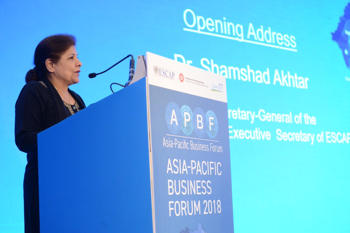 UNESCAP's tweet photo. "Industry must achieve a quantum leap as the 4th industrial revolution unfolds to leverage integrated sustainable solutions, while seeking efficient, intelligent approaches, &amp; manage trade-offs b/n economic, social &amp; environmental aspects of #sustdev" - @1sakhtar #APBF2018 https://t.co/SuCppXioCS