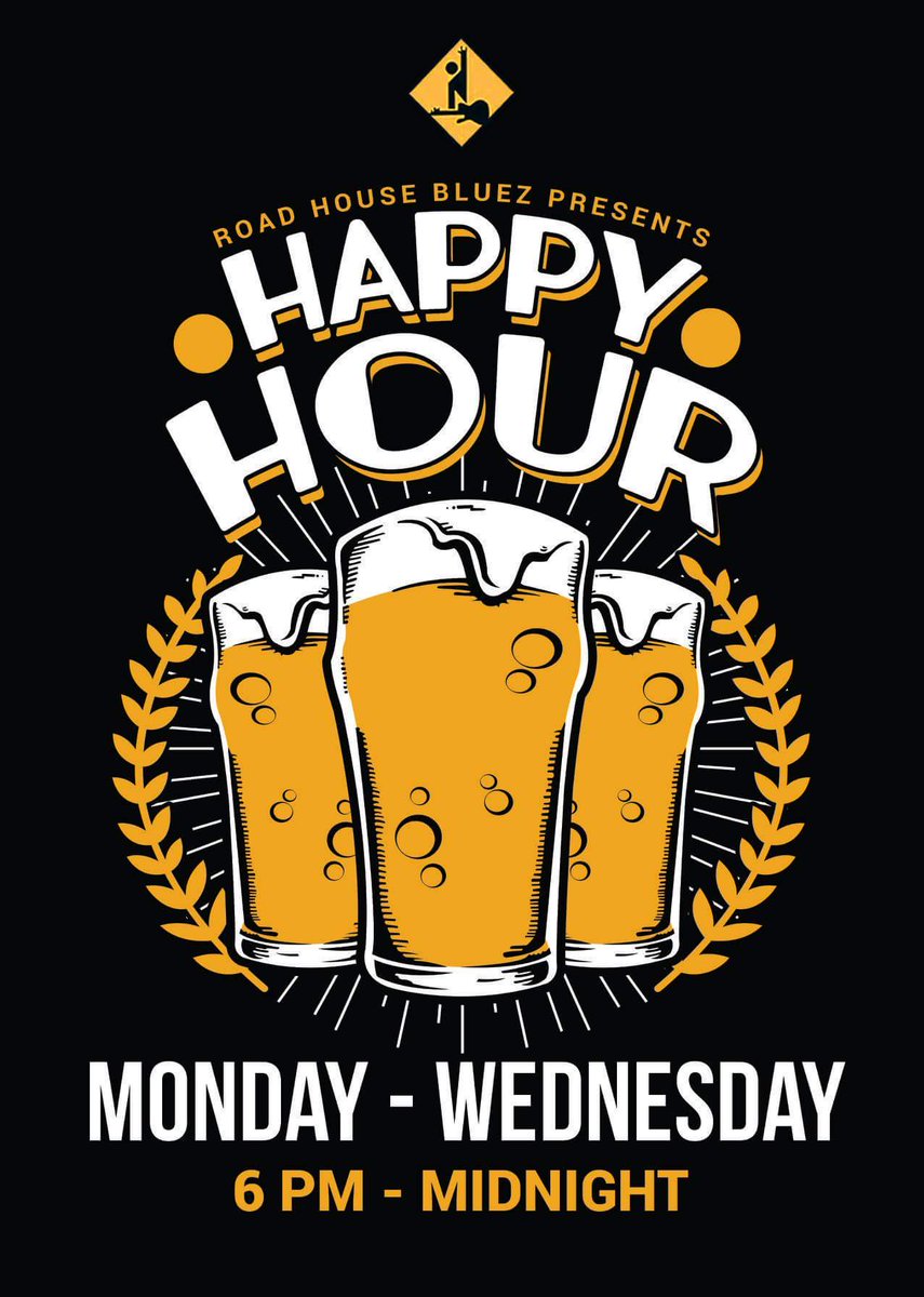 RoadHouseBluez's tweet photo. We have a special night just for you.
Be amused with the happy hours which run 6pm - midnight with great food and best of Rock &amp; Retro music! https://t.co/cEF0WfVyYg
