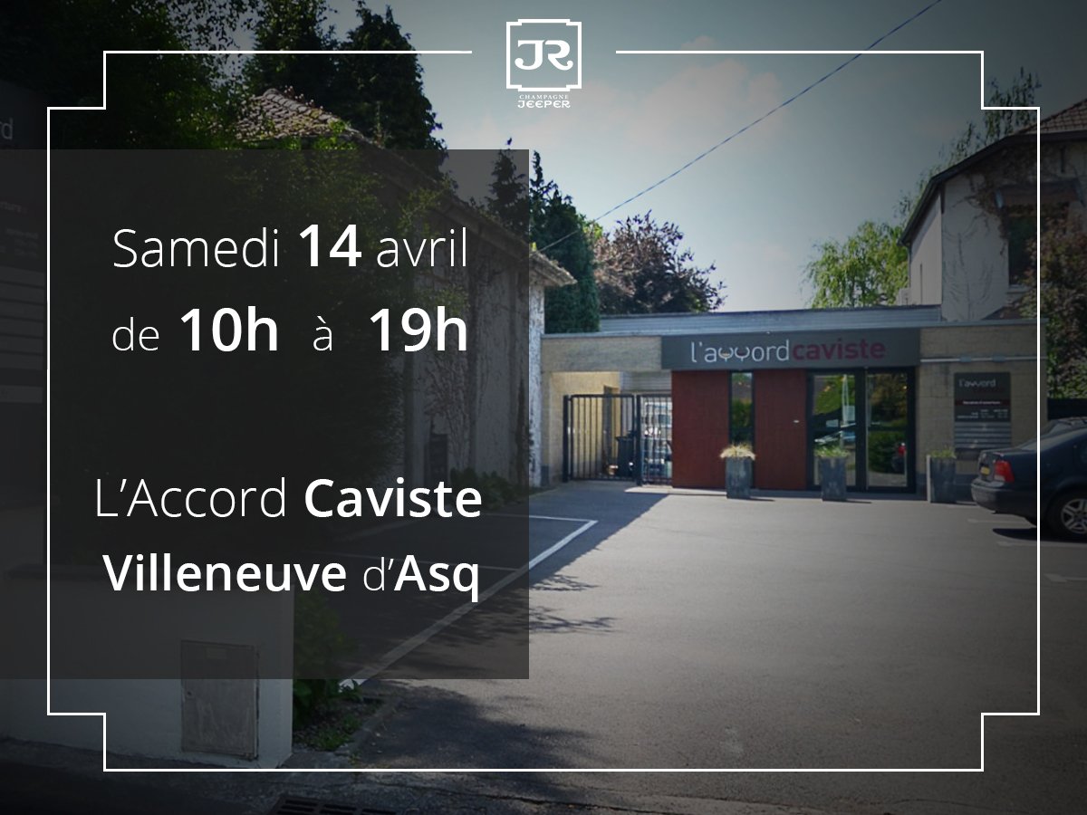 Venez découvrir le #ChampagneJeeper chez #LaccordCaviste à #VilleneuvedAsq ce samedi 14 avril de 10h à 19h. 
Ce sera l'occasion d'en savoir un peu plus sur notre Maison et nos #cuvées.
#JeeperTaste #be_jeeper 

laccord.fr
champagne-jeeper.com