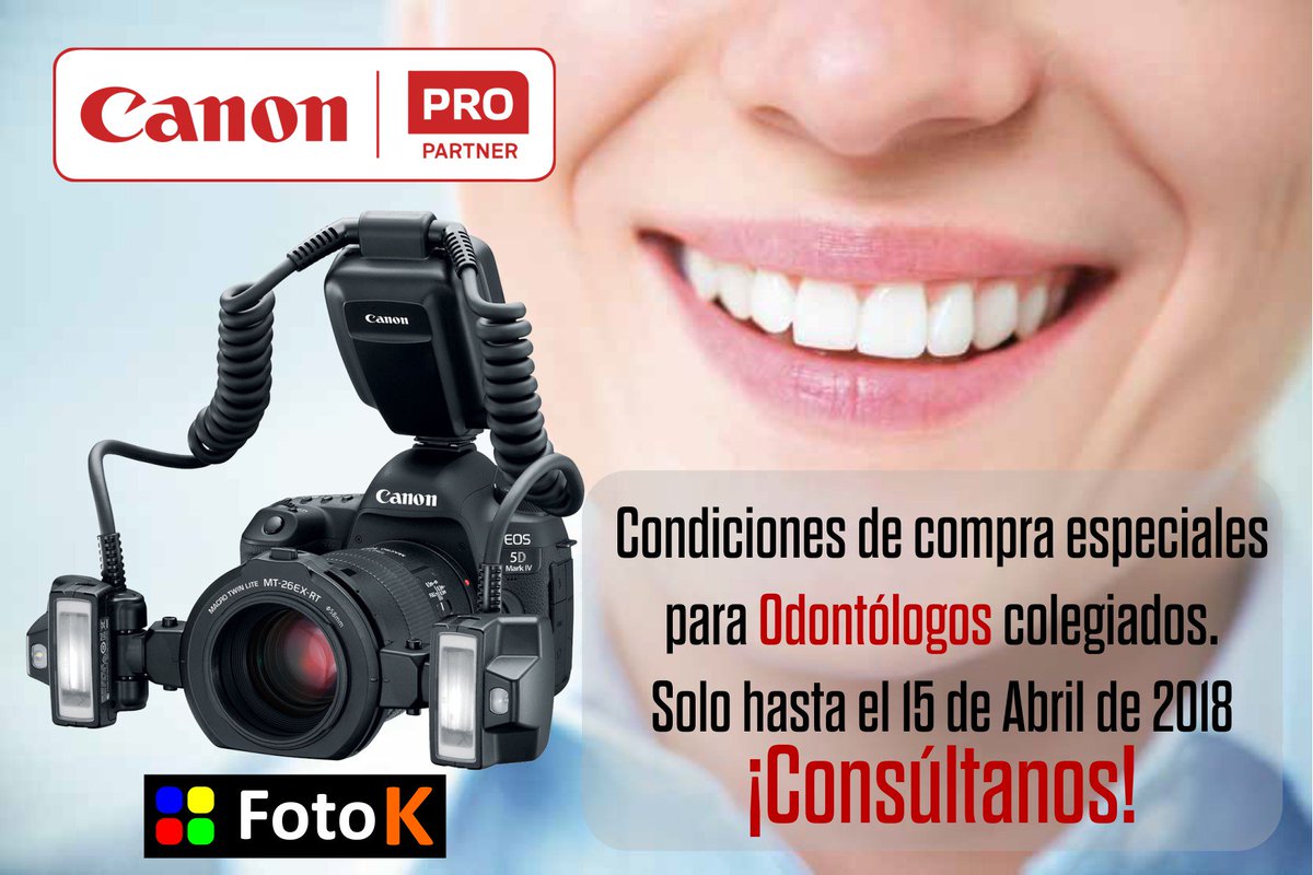 Foto_K's tweet photo. Si eres 😷Odontólogo #TeInteresa: Últimos días para renovar o ampliar tu equipo fotográfico con #CondicionesEspeciales con el apoyo de @CanonEspana . Consúltanos a pro@fotok.es y te pasamos nuestra #MejorOferta! @COECoficial @dentistasCOEM https://t.co/1bsKnrF3ne