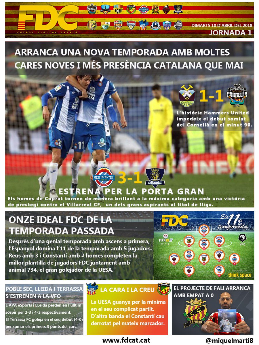 FDCatala's tweet photo. Portada⚽️| A FDC ens renovem una temporada més

Us presentem les nostres portades, que sortiran amb les jornades de lliga i copa a la @VFOspain_ps 

Avui destaquem:

✅ Inici de la nova temporada amb mes presència catalana que mai
✅ L’@RCDeSports s’imposa al @CVFeSports https://t.co/VmsAY0euf6