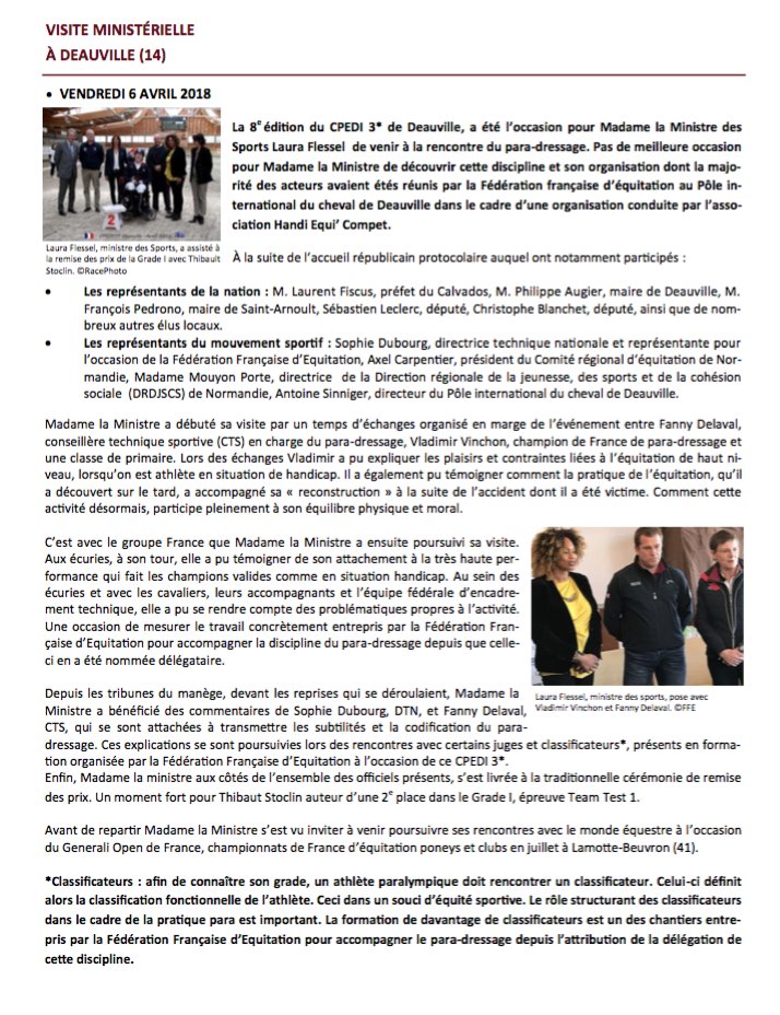 HandiEquiCompet's tweet photo. #News Nous renouvelons nos remerciements à Madame @FlesselLaura @Sports_gouv, de nous avoir fait l'honneur de sa venue au #CPEDI2018.
Retour sur cette visite avec la Lettre Fédérale de la @FFEquitation 
📰 La Lettre Fédérale --> https://t.co/kfGkqoCINJ #handisport #paradressage https://t.co/DhtT3taaO4