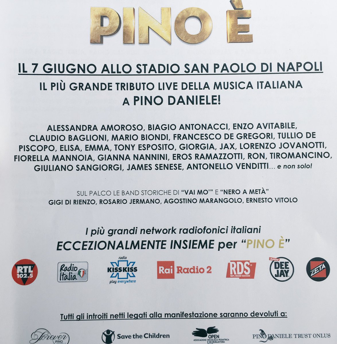 rtl1025's tweet photo. Ecco alcuni degli artisti che parteciperanno all’evento #Pinoè del 7 giugno a Napoli! @fepgrouplive https://t.co/HuGUfXeIuc