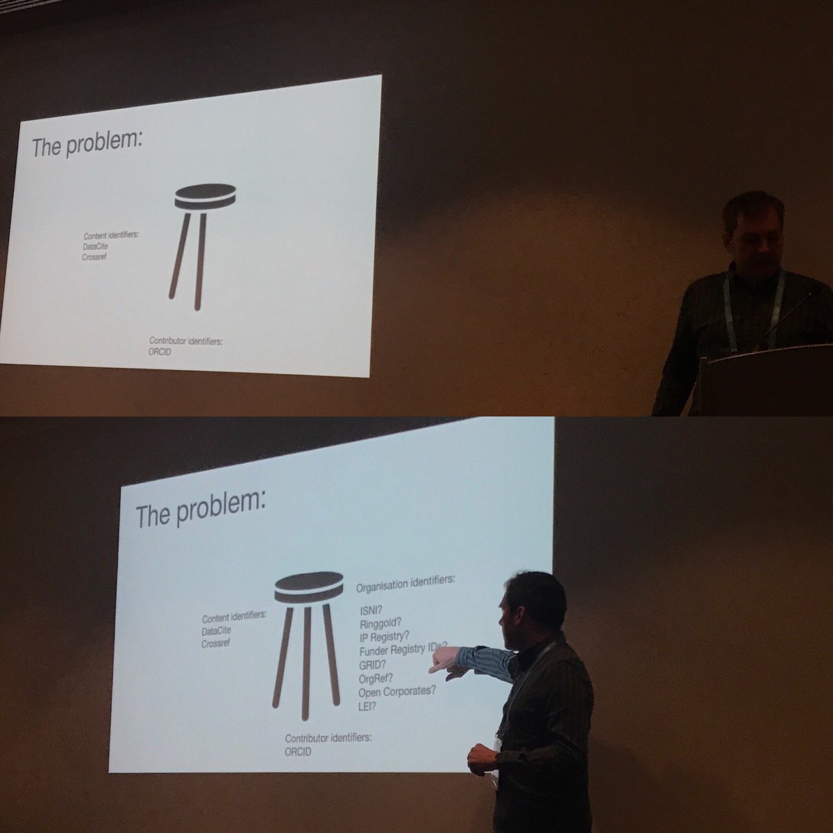 christine_phd's tweet photo. We have content identifiers, contributor identifiers, the next step is organizational identifiers. @epentz speaking about #Org_ID from @CrossrefOrg, @datacite & @ORCID_Org #UKSG18 https://t.co/zl3ePk0sxk