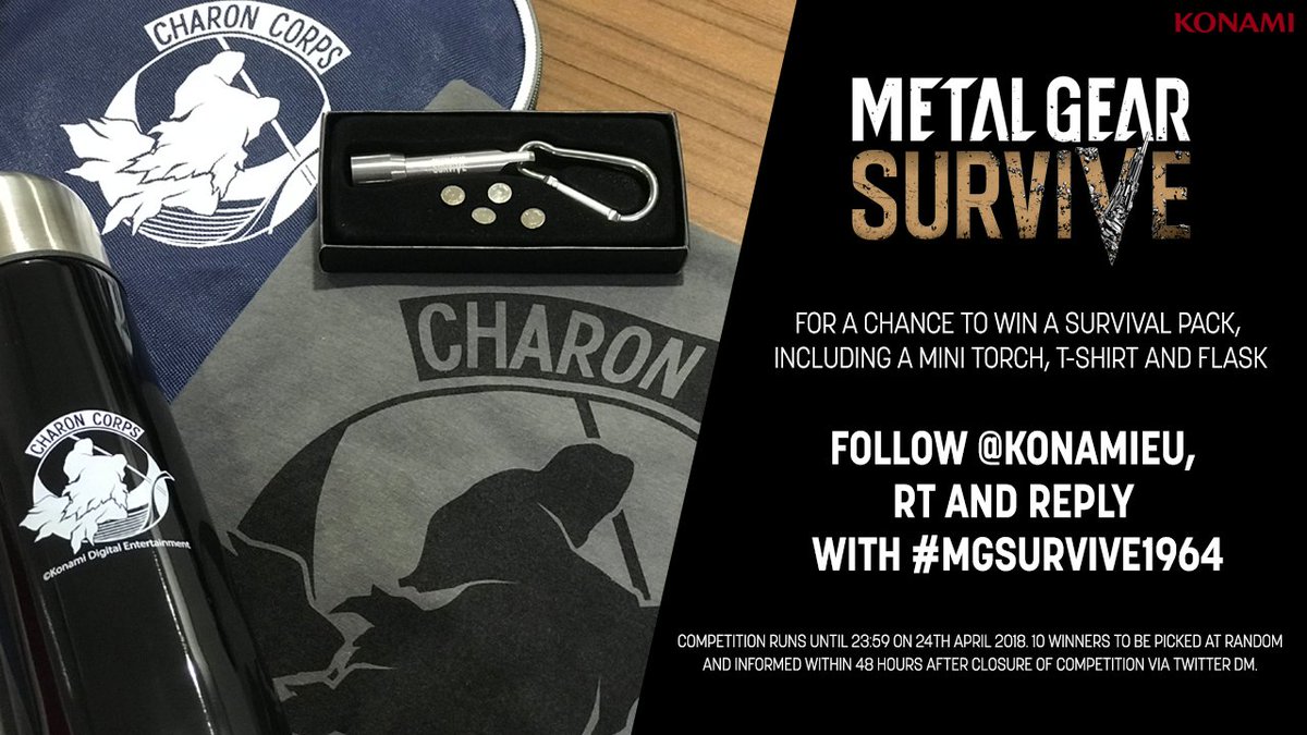konamieu's tweet image. [COMPETITION] The Encounter 1964 event is now LIVE in METAL GEAR SURVIVE. To celebrate, we're giving away a limited edition survival pack. For a chance to win, follow us, RT this and reply with #MGSurvive1964. You could be 1 of 10 lucky winners! Good luck.