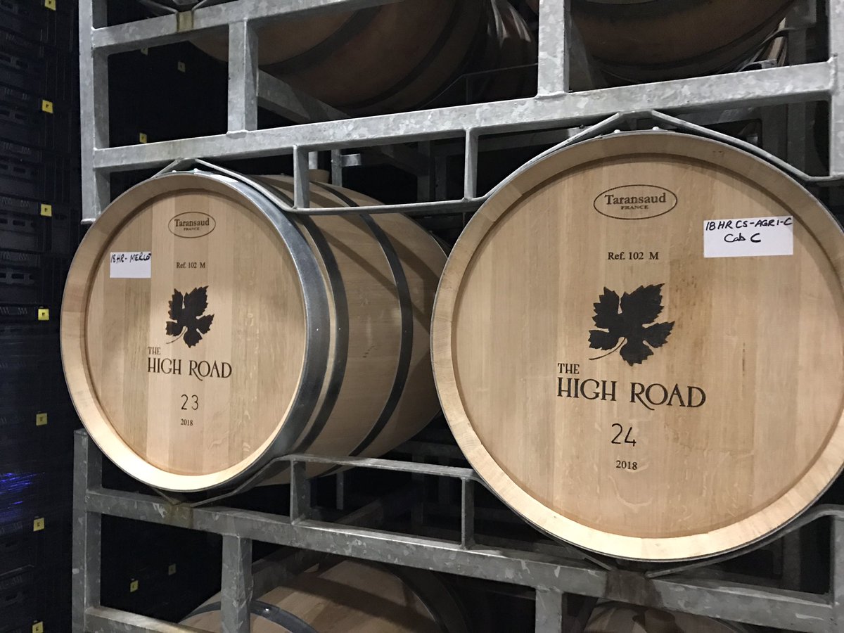 highroadwines's tweet photo. All our 2018 wines are now in the barrel. We use 4 different cooperages to achieve the style we like #vintage2018 #frenchoakbarrels https://t.co/L4rKtBtQV9