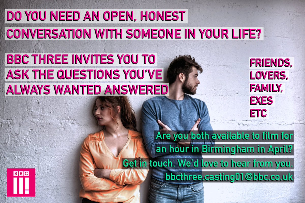 roshanroberts_'s tweet photo. BBC Three are currently casting.... Feel free to get in touch if interested!! #castingcall #castingdirector #talentlife #digitalmedia #bbcthree #relationships #friendships #journorequest #prrequest #presenters #couples https://t.co/f9EeyV3ZVC