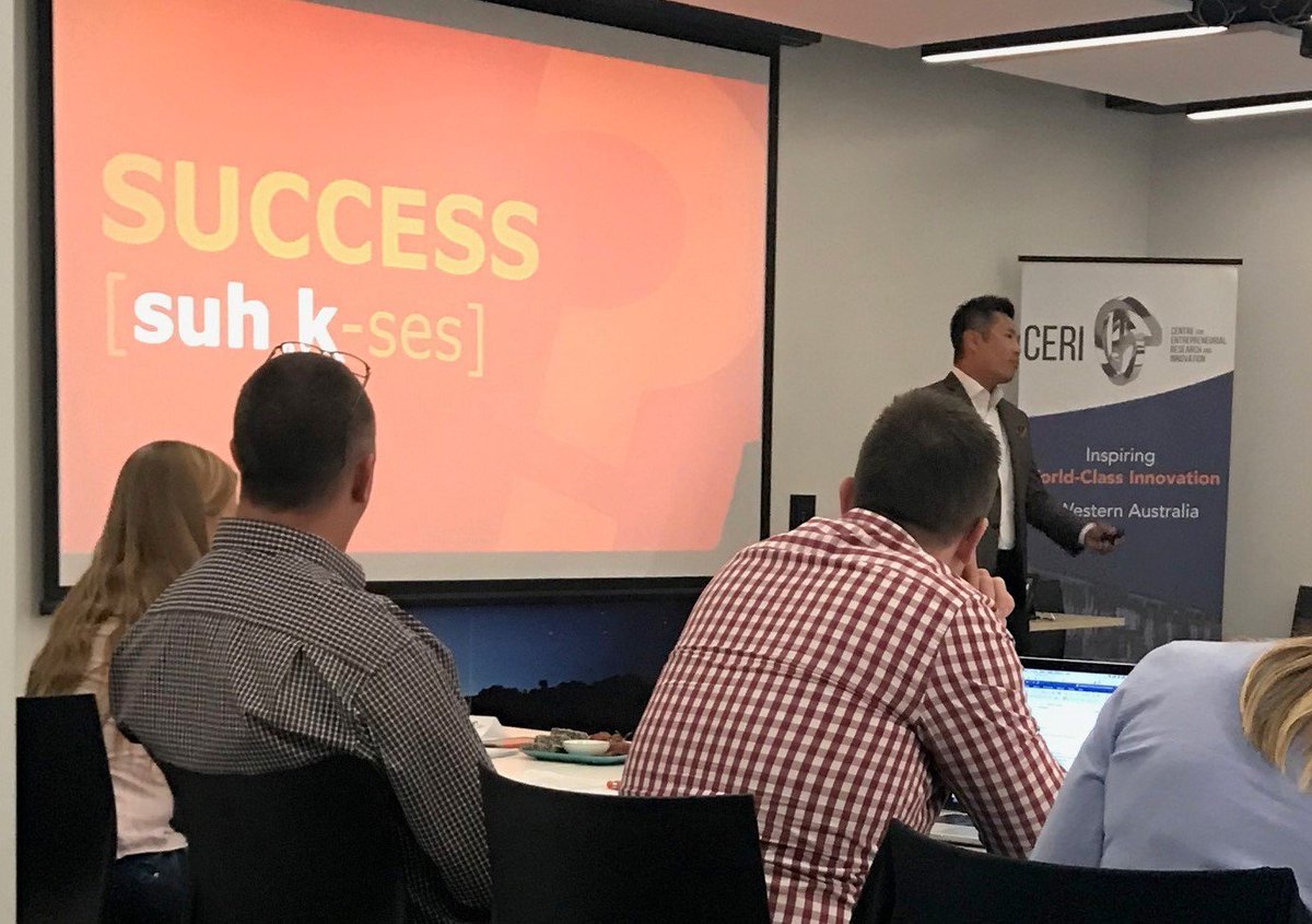 CERI__WA's tweet photo. CERI special guest, US-entrepreneur @JungParkOne presenting on #PersonalBranding to our Concept to Creation #CERIans.  Stripping bare the realities of suck-cess! https://t.co/iSBZTVSEJK