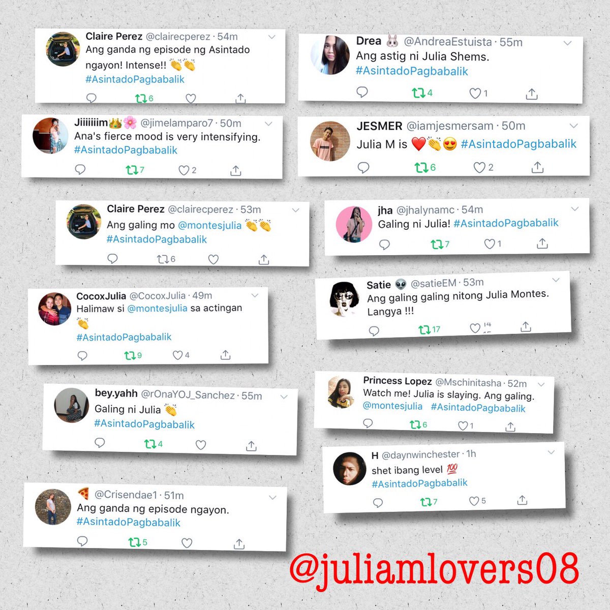 juliamlovers08's tweet photo. Proud Team Asintado. Overwhelmed ako sa feedback ng ating mga casual viewers. So much love 💖

#AsintadoPagbabalik https://t.co/DgwZSwhe1y