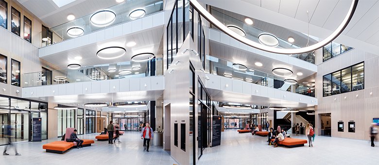 Armstrong Ceilings feature in university’s striking new library: bit.ly/2HndAJd #ceilings #educationalbuildings #construction #architecture #design @ArmstrongCeilin