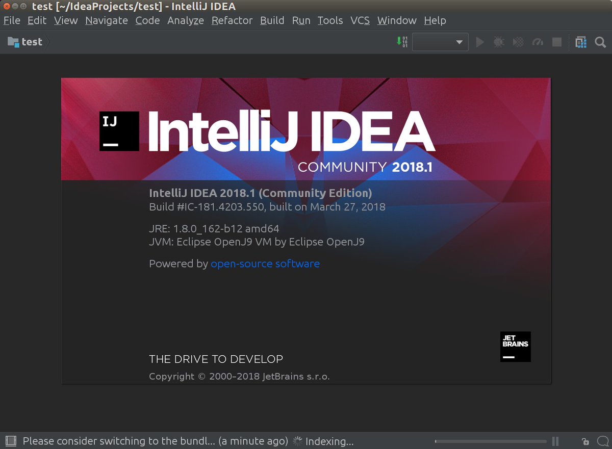 tagir_valeev's tweet image. It works! (well, at least starts) #IntelliJIDEA on #Eclipse #OpenJ9 VM