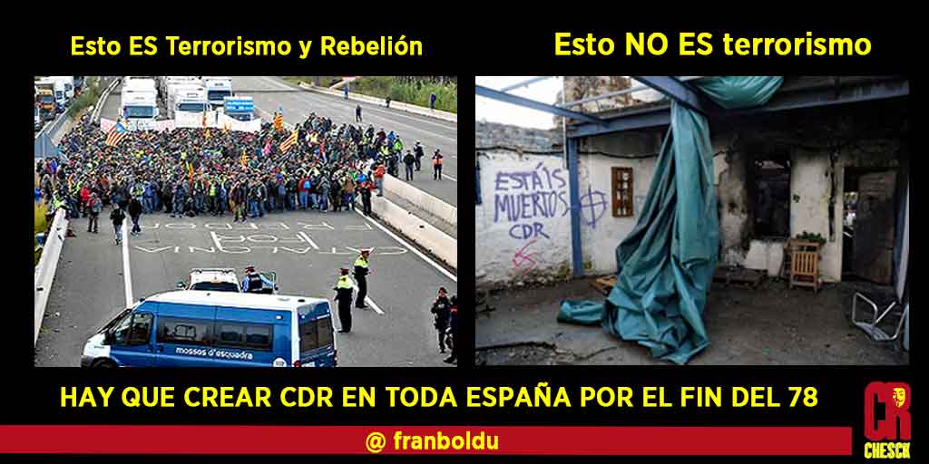 franboldu's tweet photo. . Se acusa a los CDR de Terrorismo y Rebelión. 
. Hemos de crear CDR en toda España, para acabar con la transición del 78.
. Todas las personas críticas con la actual vulneración de derechos humanos y sociales hemos de luchar unidas contra esta situación https://t.co/oVPZR2wqk0