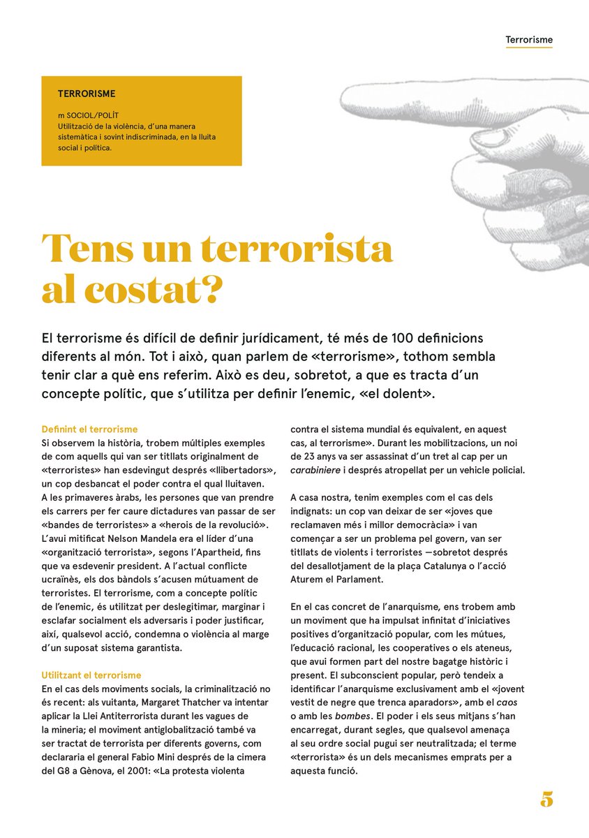 «El poder i els seus mitjans, s'han encarregat [...] que qualsevol amenaça al seu ordre social pugui ser neutralitzada; el terme "terrorisme" és un dels mecanismes emprats per a aquesta funció».

Extret de la publicació holadictadura.noblogs.org.

#JoSócCDR
#LlibertatDetingudesCDR