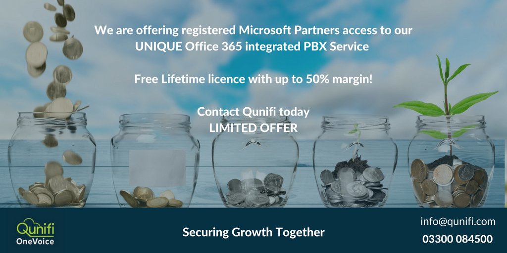 Exclusive lifetime licence with up to 50% margin. Contact us to find out more. #microsoftpartners #channelpartners #office365 #integratedPBXservice #telecommunications #IoT #cloud #microsoftteams #skype4b

qunifi.com
