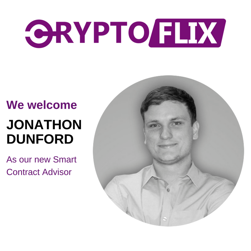 CryptoFlix is pleased to announce that we have a new team member: Jonathon Dunford, previously at ForkDelta, who will join us as Advisor and Smart Contract Analyst.