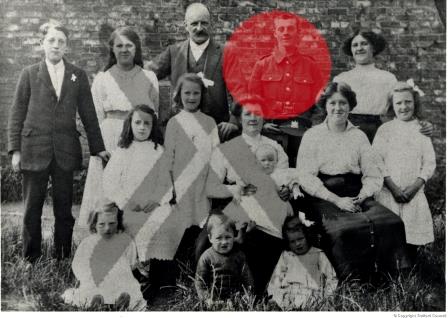 TraffordArchive's tweet photo. One of 12 children, William Alexander Proudfoot was born 1896 in #Northenden & christened at St Anne's #Sale. In 1915 he enlisted in the #Manchester Regiment & after the #FWW worked for #MetropolitanVickers #TraffordPark. Here he is with all his siblings. #NationalSiblingsDay https://t.co/mhM5ZrGgJq