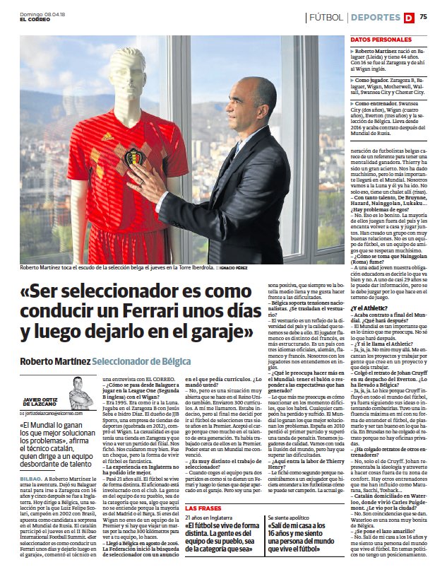 comunicaygana's tweet photo. Roberto Martínez, seleccionador nacional de #Bélgica 🇧🇪, fue una de las grandes apuestas del #BIFS18. 

🗞 Esta entrevista en el marco del Bilbao International Football Summit da buena muestra de su experiencia. ⚽ https://t.co/7bxR3iulRl
