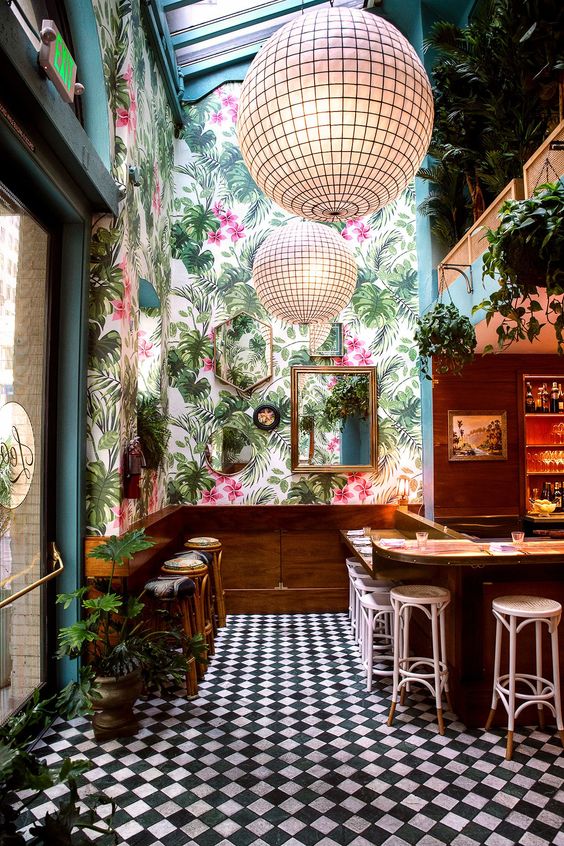 WeDoWallpaper's tweet photo. Check out this fantastic use of print - right on trend for 2018. Great for #cafeinterior or #homedesign #ss18 #interiordesign #wedowallpaper #greenery #botanicalprints https://t.co/UJyf237POU https://t.co/5c7MDZvEkY