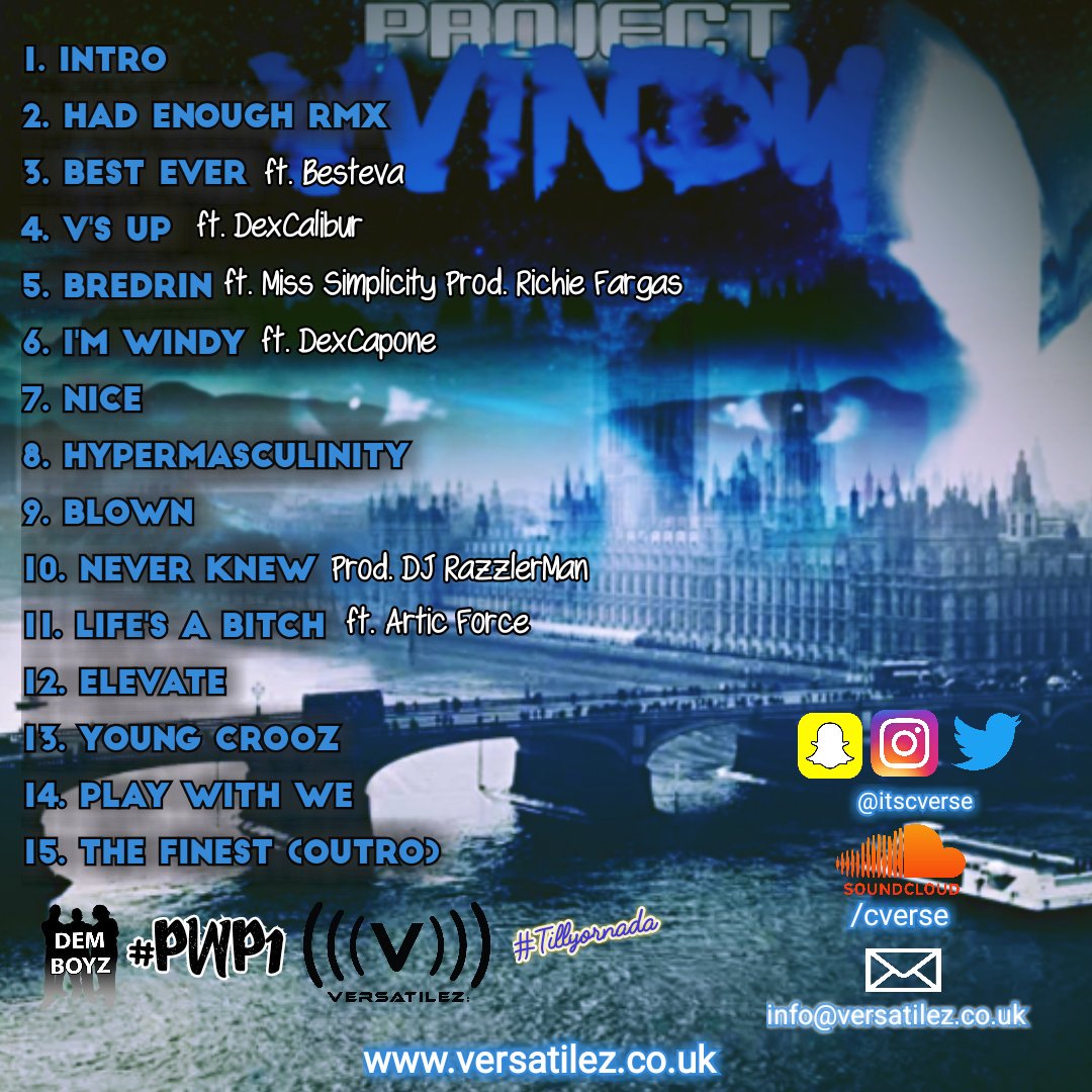 VersatilezEnt's tweet photo. 5 DAYS TO GO! #PWP1
.
@Itscverse DEBUT MIXTAPE #PROJECTWINDYPHASE1 WILL BE AVAILABLE FOR FREE AND ON ALL MAJOR PLATFORMS ON 14.04.18.
.
#Versatilez #sooowindyyy #realwindy #realhiphop #ukhiphop #ukmusic #grime #upandcomingartist #lyricalgenius #unsignedartist #unsignedhype https://t.co/nm8509YzH1